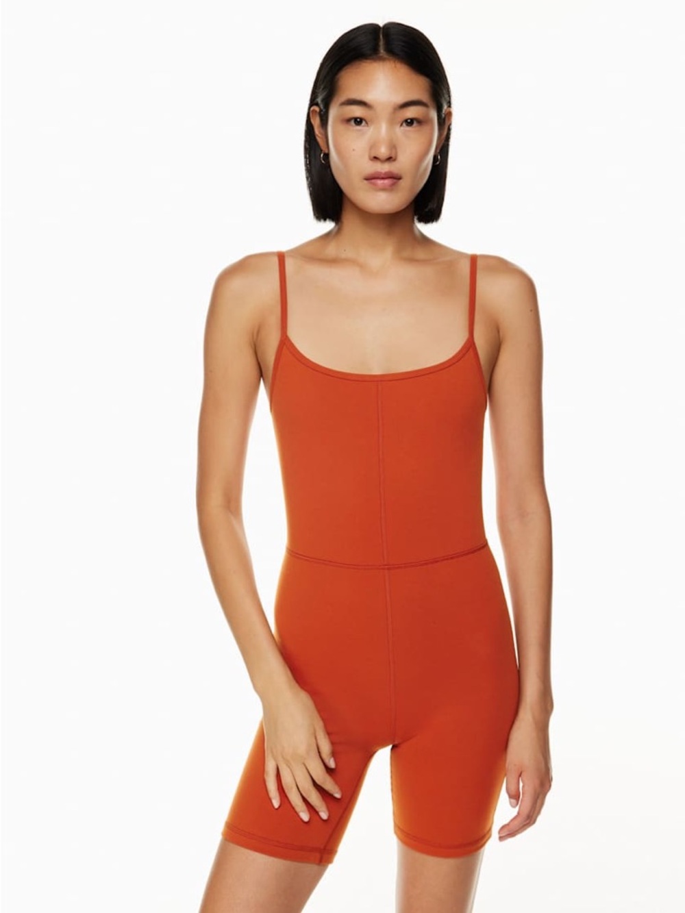Aritzia Wilfred Free Copper Red Spaghetti-Strap Divinity 7” Romper S